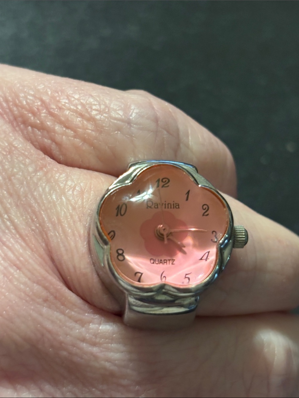 Pink Floral Quartz Ring Watch NOT RUNNING - Picture 6 of 11